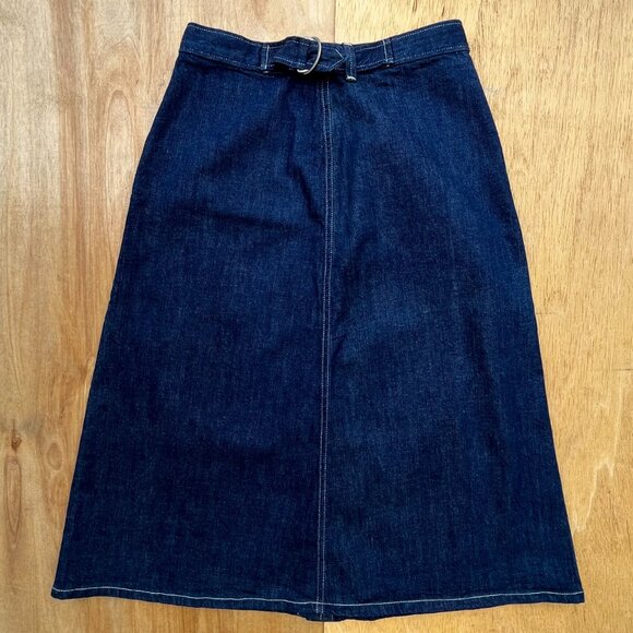 MIH JEANS CALLCOTT A LINE DENIM MIDI SKIRT WOMEN’S sz S Blue Front Buttons - Picture 3 of 9